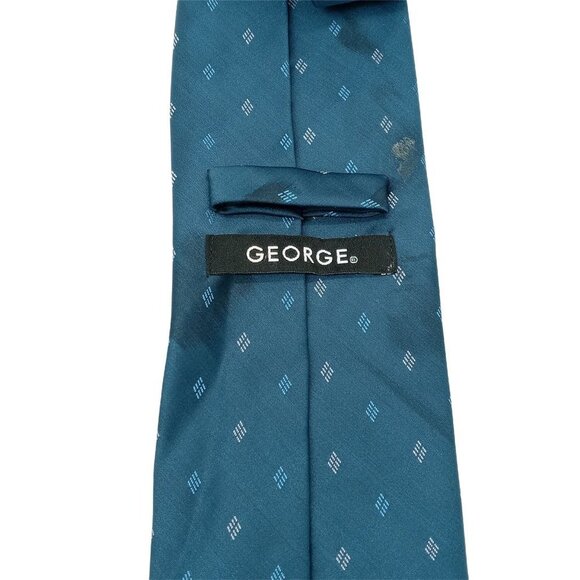 George Men's Tie Necktie Blue 100% Polyester 3.50" W by 59" L - Picture 4 of 5